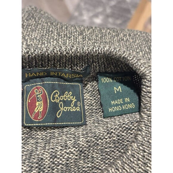 BOBBY JONES Vintage Cotton Hand Intarsia Knit Golf Golfer Crewneck Sweater M’s M - Picture 5 of 5